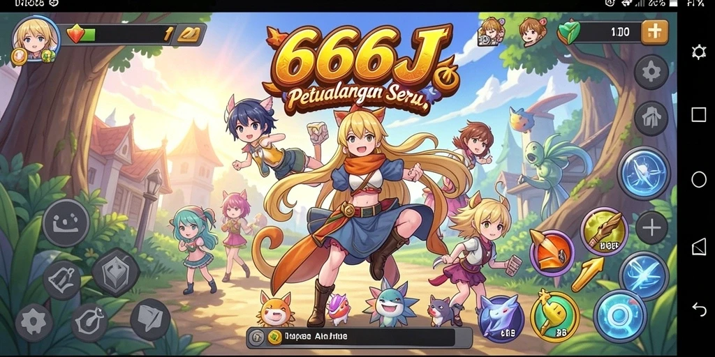 Screenshot utama 666J menampilkan karakter Anime dalam aksi tempur yang seru.