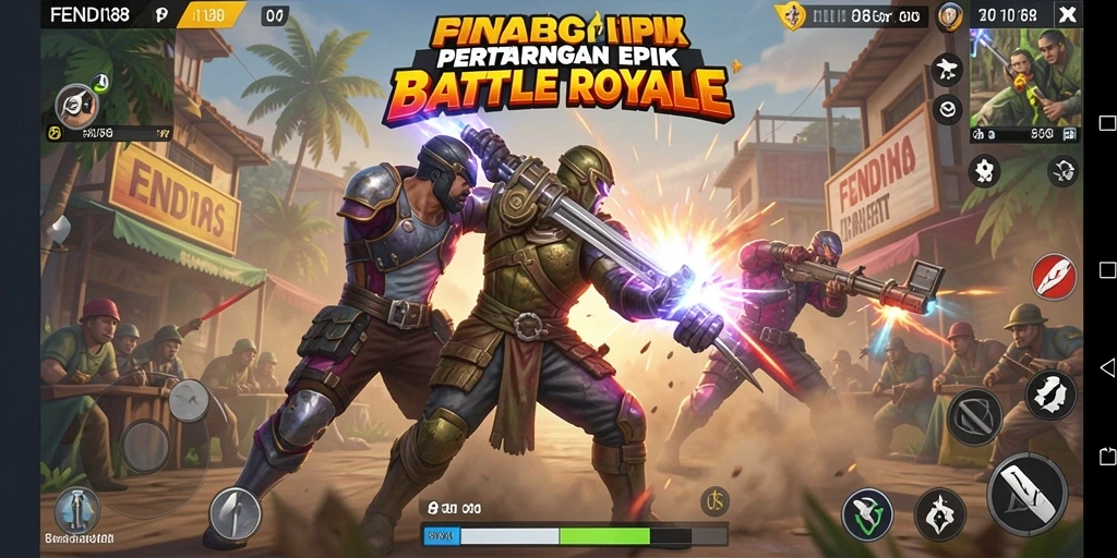 Screenshot FENDI188 menunjukkan aksi seru di medan tempur Battle Royale.