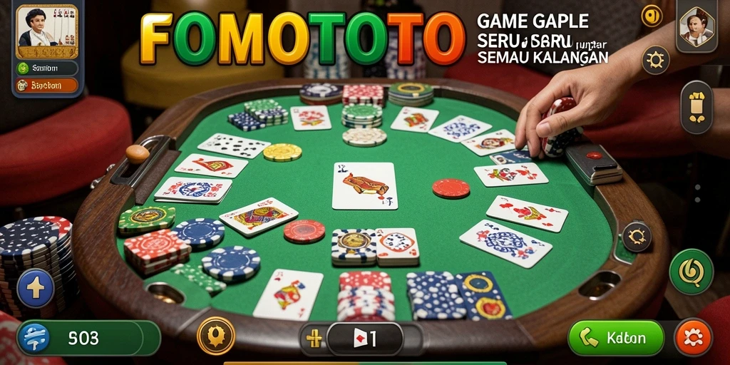 Tampilan gameplay gaple seru di FOMOTOTO dengan teman-teman.