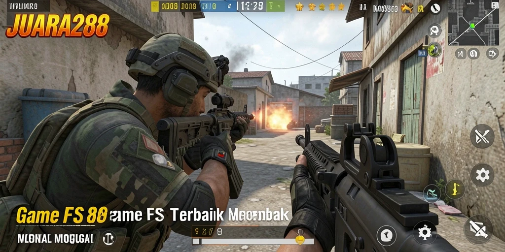 Tangkapan layar gameplay JUARA288 yang menunjukkan aksi menembak intens.