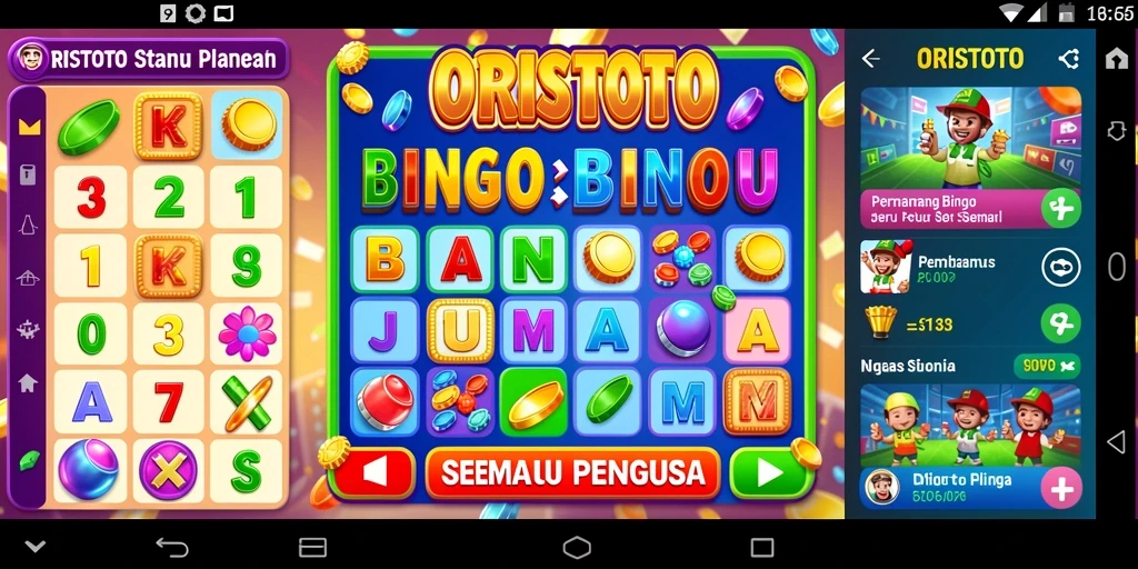 Tampilan gameplay dinamis dalam permainan Bingo ORISTOTO.