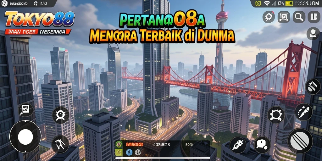 Screenshot gameplay TOKYO88 menampilkan aksi menara pertahanan yang menegangkan.