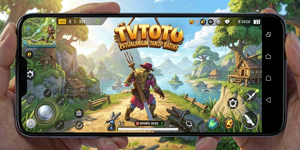 Screenshot yang menunjukkan aksi seru dalam dunia terbuka TVTOTO.